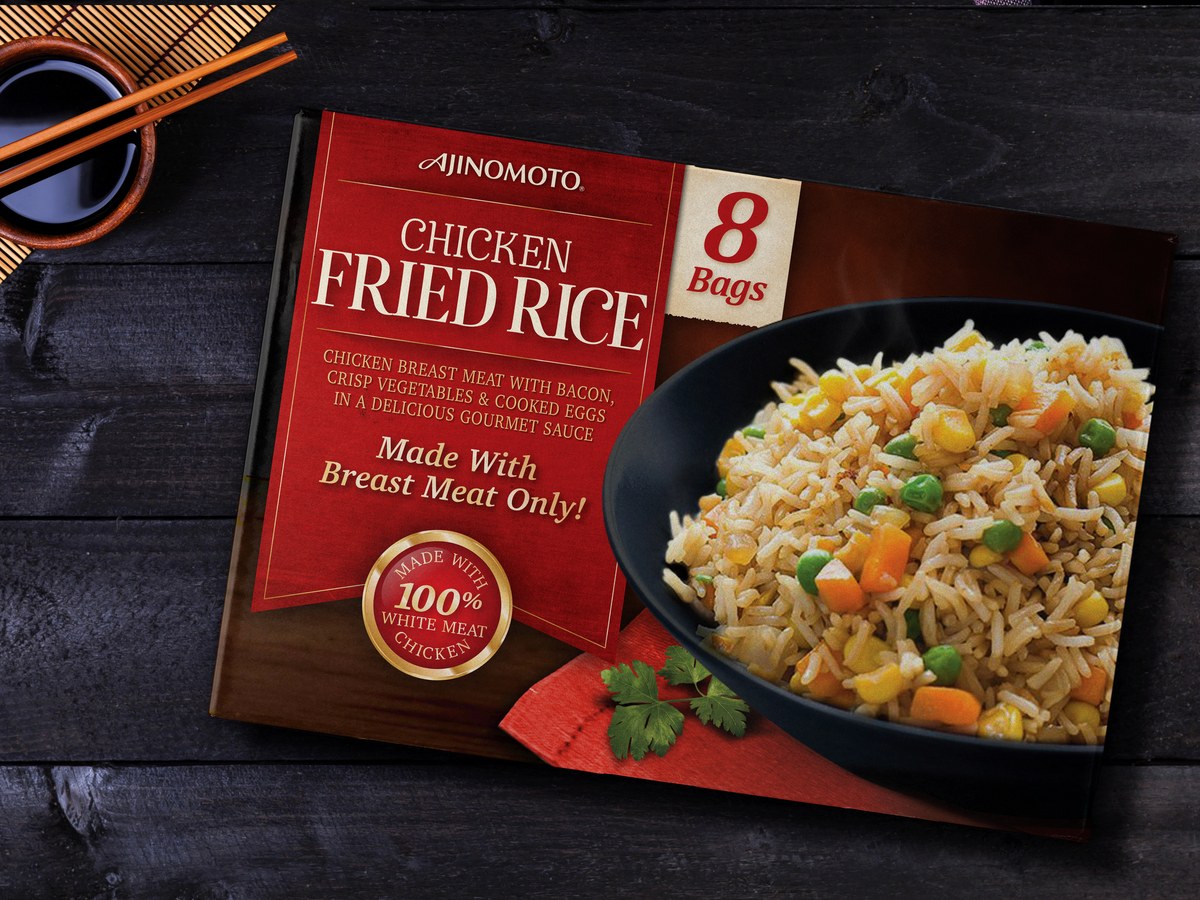 Ajinomoto Chicken Fried Rice ready-to-eat bowl packaging