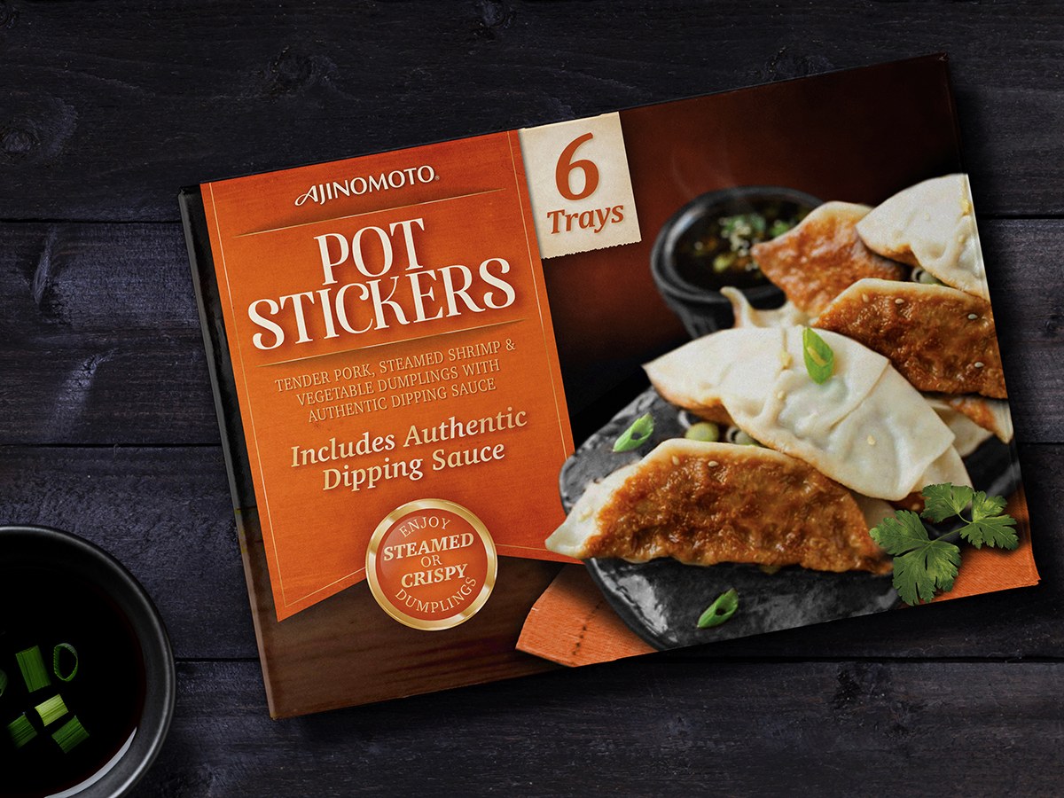 Ajinomoto Pot Stickers ready-to-eat bowl packaging