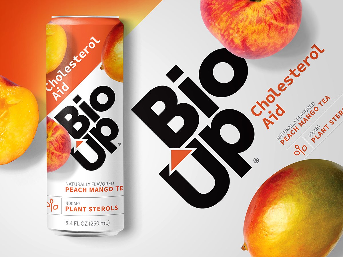 Bio-Up Cholesterol Aid naturally flavored peach mango tea can with 400mg plant sterols