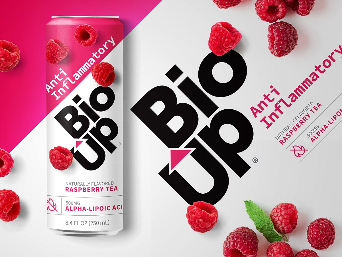 Bio-Up Anti-Inflammatory naturally flavored raspberry tea can with 500mg alpha-lipoic acid