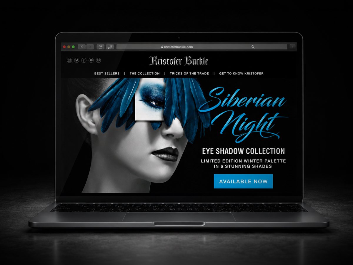 Kristofer Buckle website Siberian Night eyeshadow collection campaign