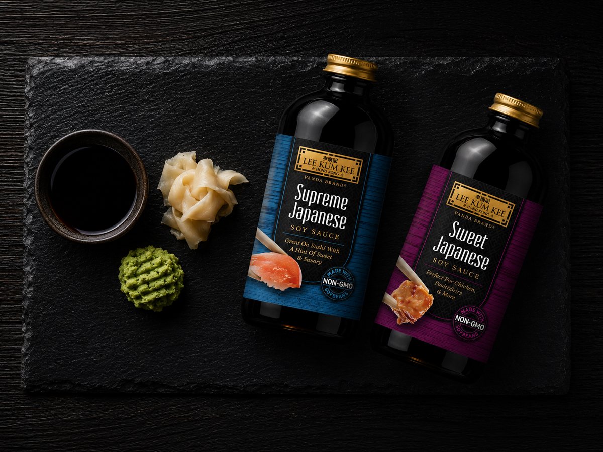 Lee Kum Kee Supreme and Sweet Japanese soy sauce bottles
