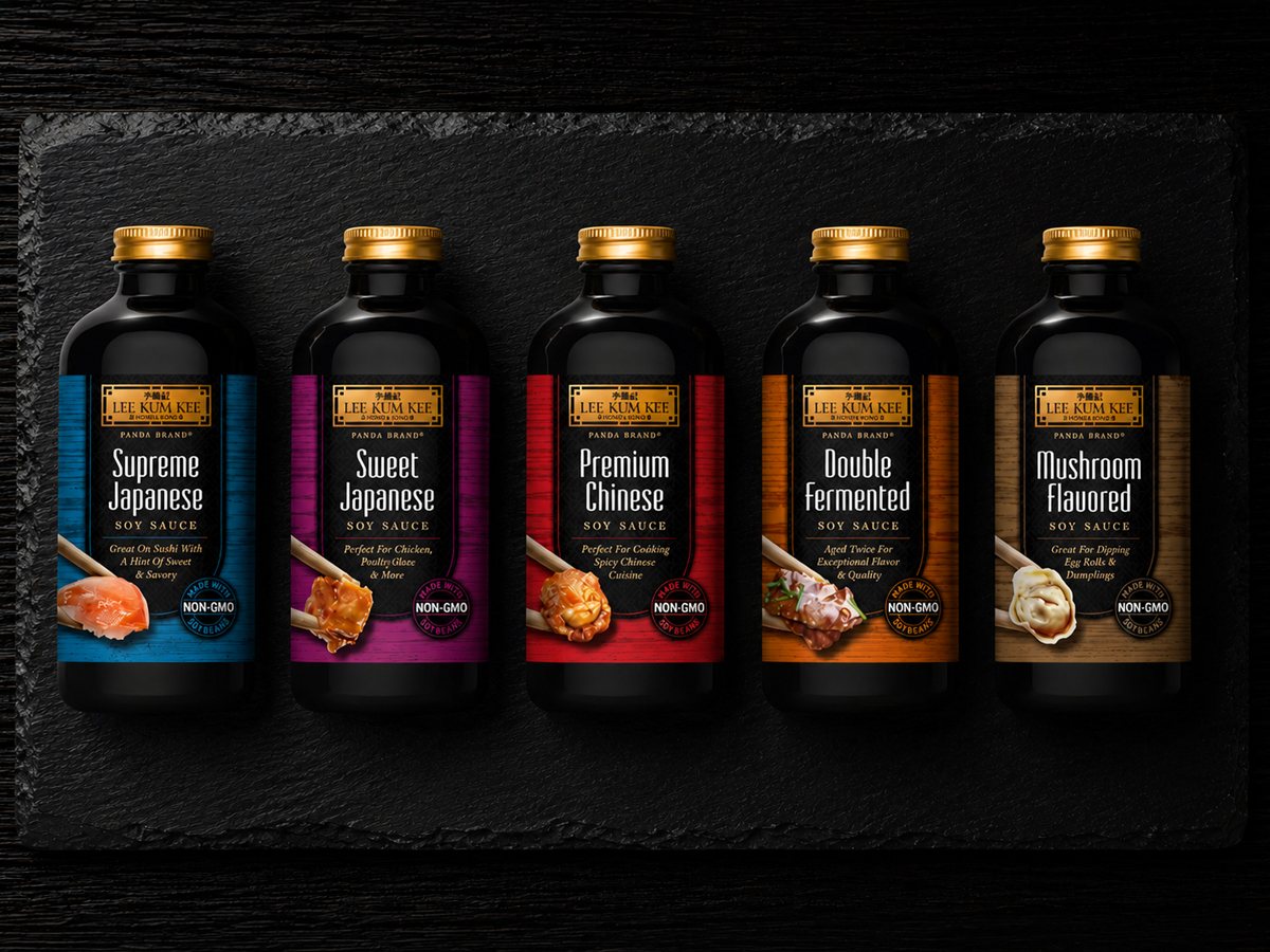 Lee Kum Kee full soy sauce lineup of five bottles